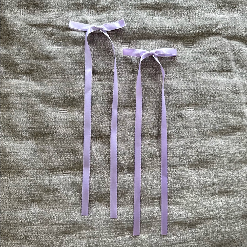Women’s Ribbon Hair Clips Lavendar Bows Set of 2 - Picture 3 of 4